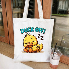 DUCK OFF TOTE BAG WHITE