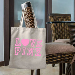 LOVE PINK TOTE BAG BEIGE