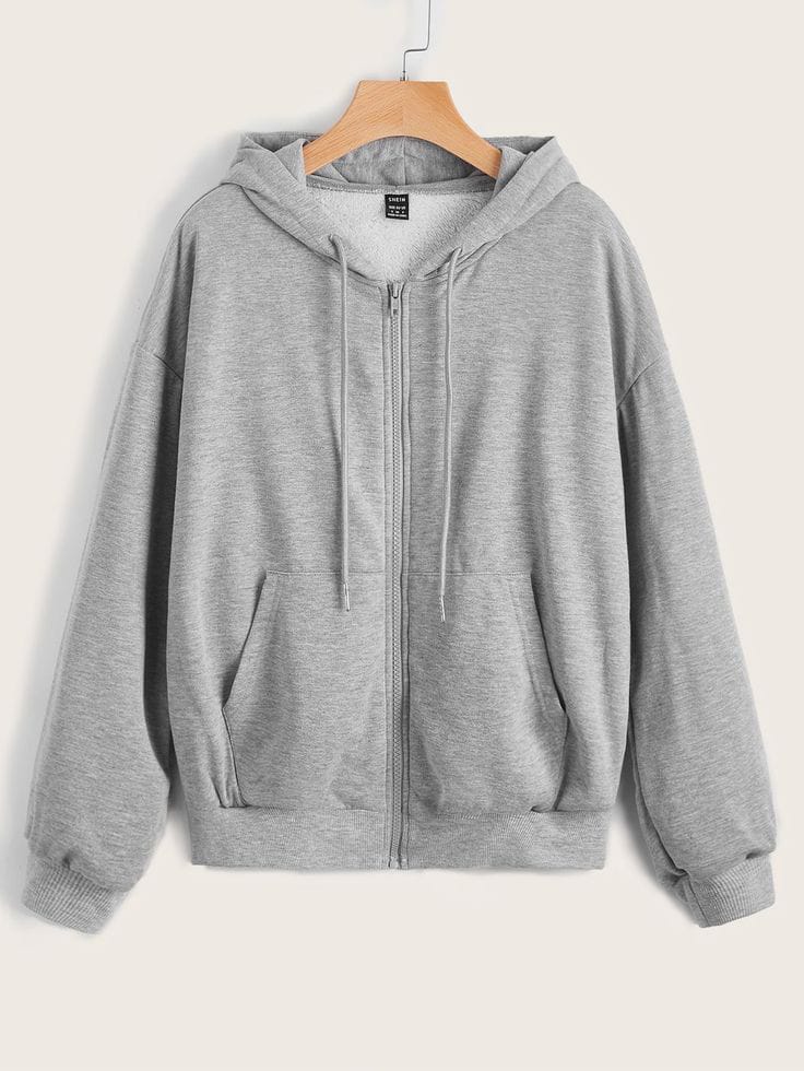 HEATHER GREY BASIC ZIPPER