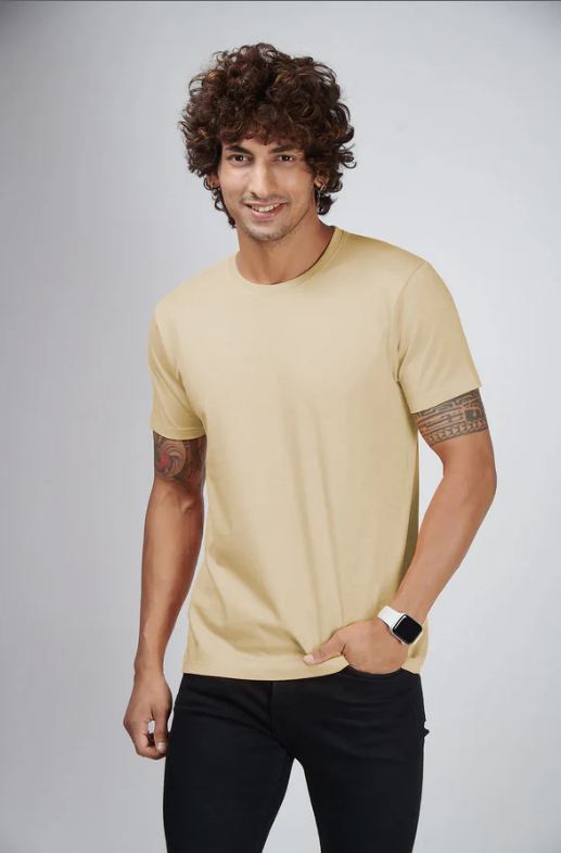 BEIGE HALF SLEEVES TSHIRT