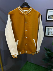 MUSTARD BEIGE VARSITY JACKET