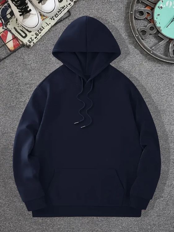 NAVY BLUE BASIC HOODIE